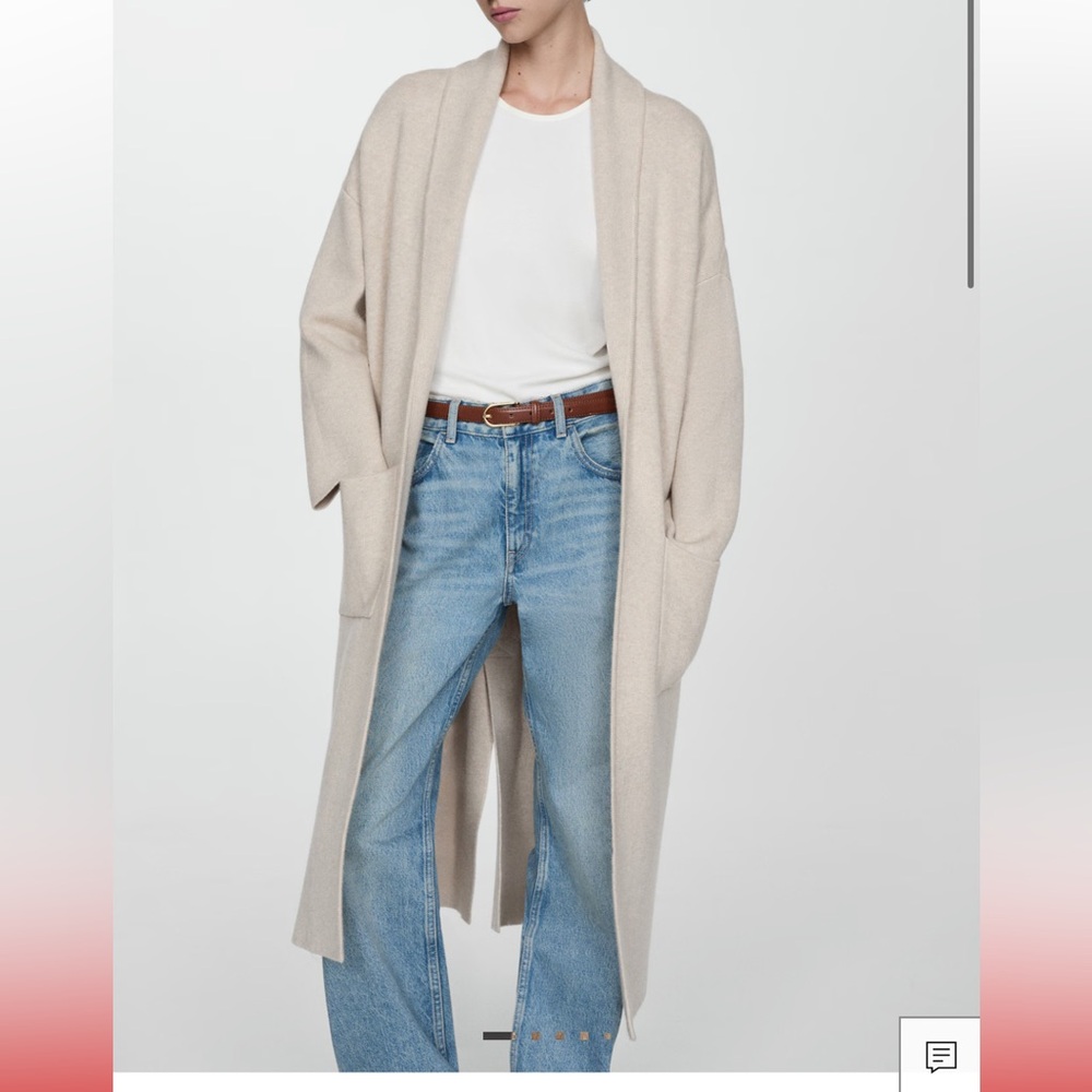 Mango OVERSIZED KNITTED COAT WITH POCKETS